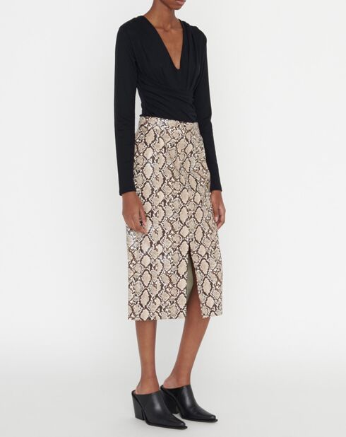 Jupe Josia imprimée python beige