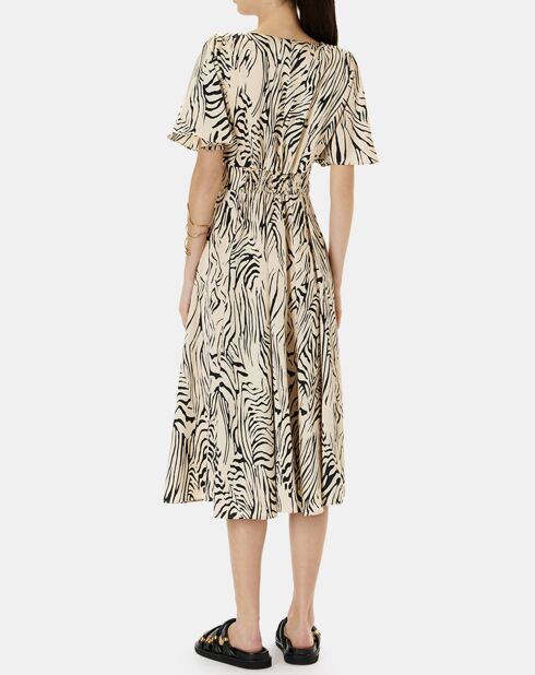 Robe Rafi imprimée zèbre noir/beige