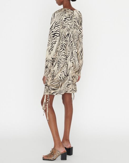 Robe Robert imprimée zèbre noir/beige