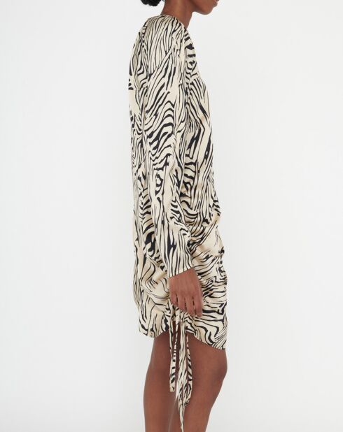 Robe Robert imprimée zèbre noir/beige