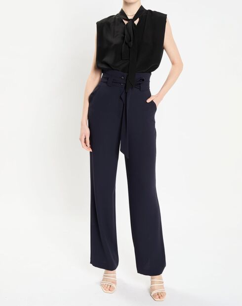 Zwarte Telo top van 100% zijde