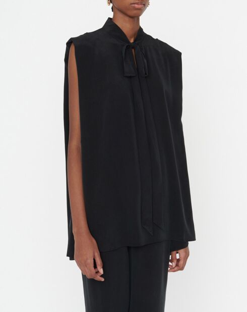 Zwarte Telo top van 100% zijde