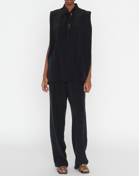 Zwarte Telo top van 100% zijde