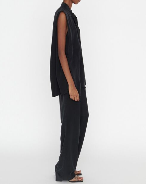 Zwarte Telo top van 100% zijde