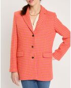 Veste Venice pied-de-poule fuchsia