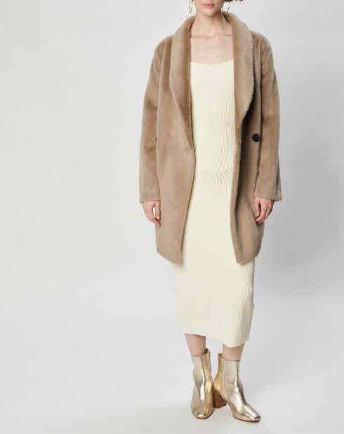 Manteau en Fausse Fourrure Marika taupe