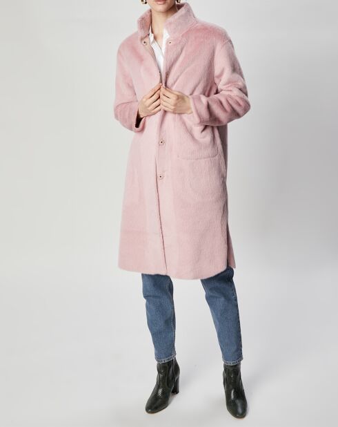 Manteau en Fausse Fourrure Olivia vieux rose