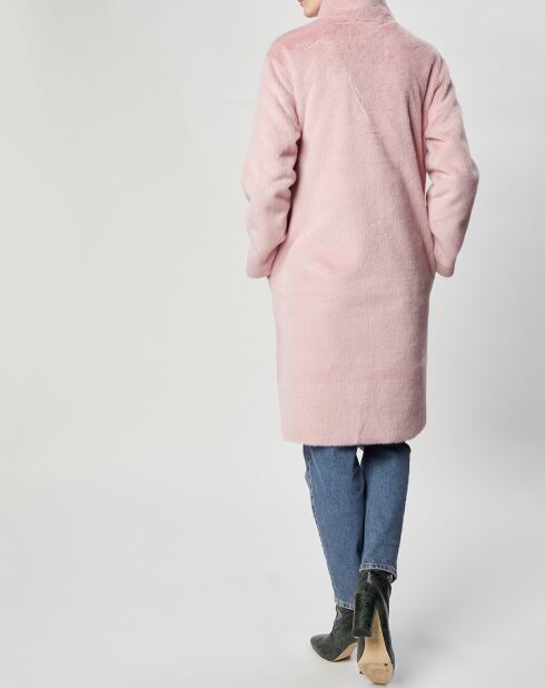 Manteau en Fausse Fourrure Olivia vieux rose