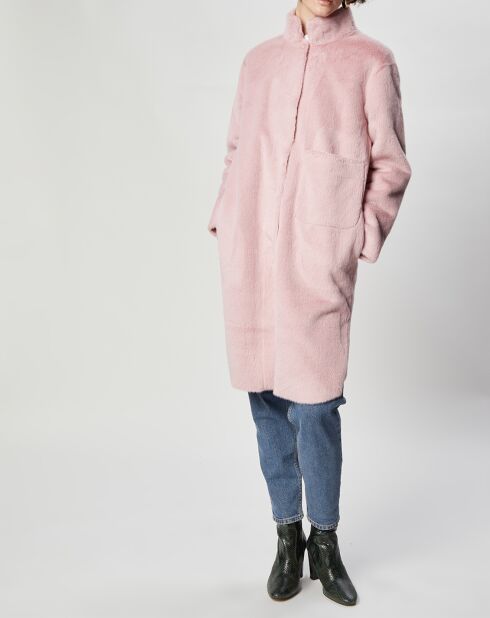 Manteau en Fausse Fourrure Olivia vieux rose