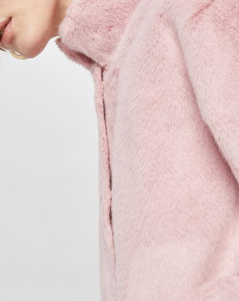 Manteau en Fausse Fourrure Olivia vieux rose