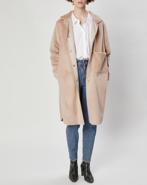 Manteau en Fausse Fourrure Olivia beige rosé