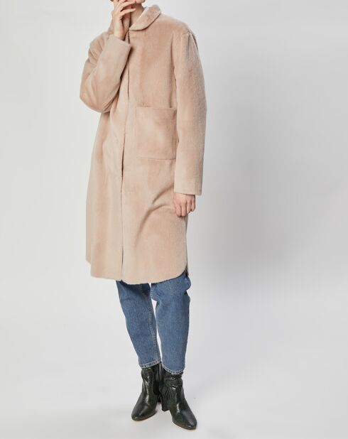 Manteau en Fausse Fourrure Olivia beige rosé