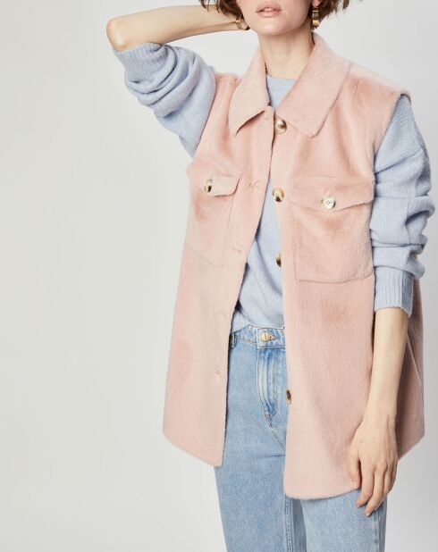 Surchemise en Fausse Fourrure Lily rose poudre