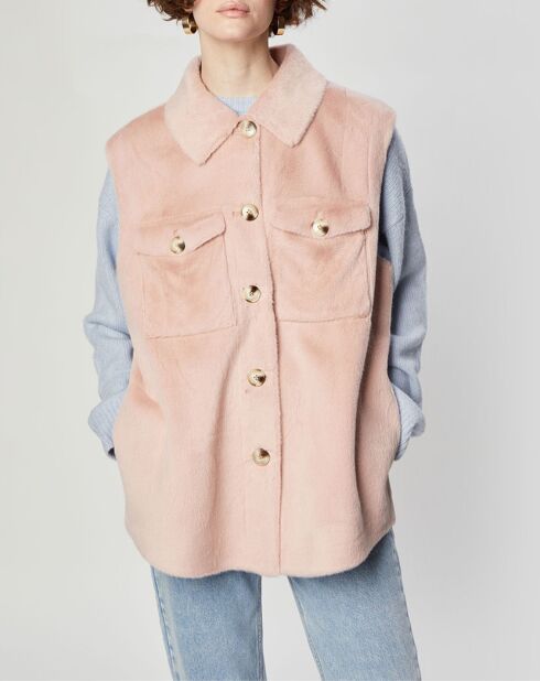 Surchemise en Fausse Fourrure Lily rose poudre