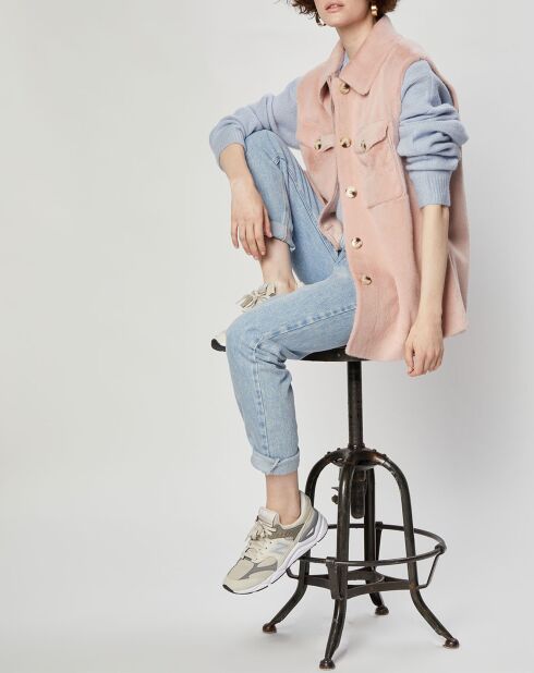 Surchemise en Fausse Fourrure Lily rose poudre