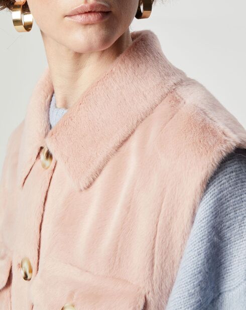 Surchemise en Fausse Fourrure Lily rose poudre