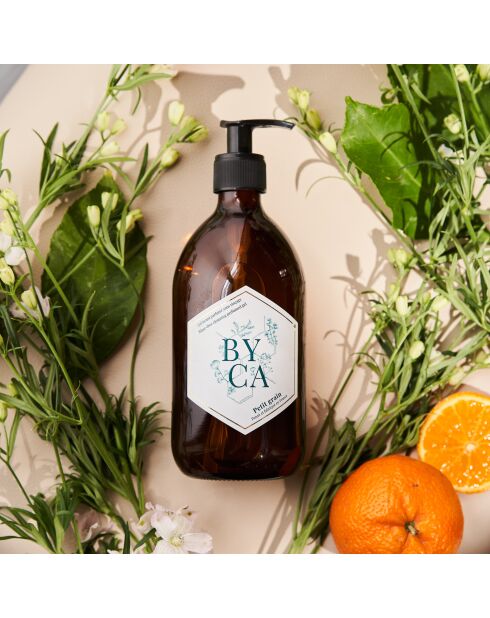 Gel limpiador y crema de terciopelo Duo Leave-in, botella de vidrio de 480 ml, aroma a granos pequeños