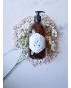 Dúo de gel limpiador y loción corporal sin enjuague, botellas de vidrio de 480 ml, aroma a madera de cajander
