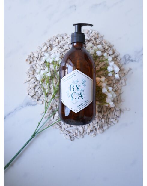 Dúo de gel limpiador y loción corporal sin enjuague, botellas de vidrio de 480 ml, aroma a madera de cajander