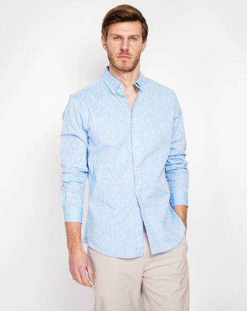Azurblaues Hemd Gabriel aus 100% Leinen