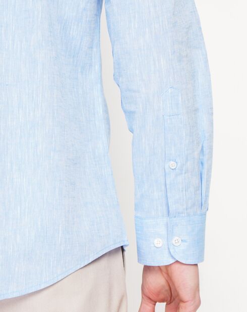 Azurblaues Hemd Gabriel aus 100% Leinen