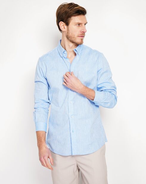 Azurblaues Hemd Gabriel aus 100% Leinen
