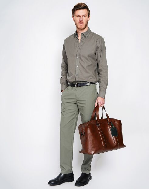 Khakigrünes Hemd Gabriel aus 100% Leinen