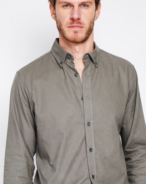 Khakigrünes Hemd Gabriel aus 100% Leinen
