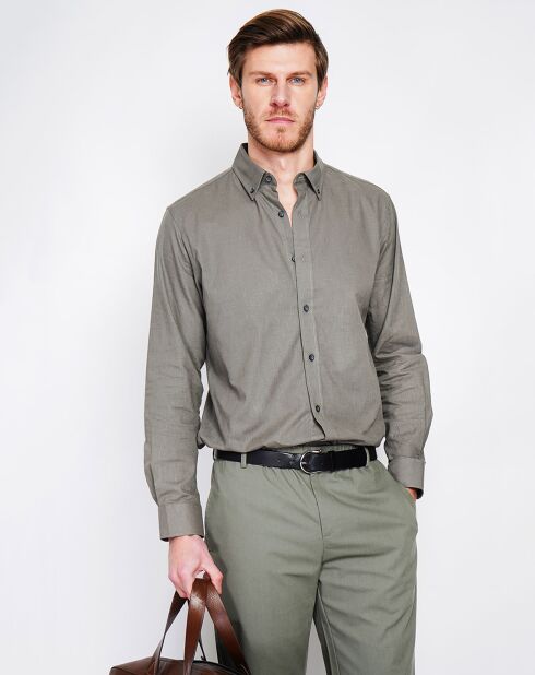 Khakigrünes Hemd Gabriel aus 100% Leinen