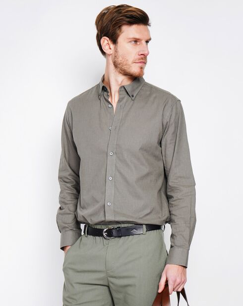 Khakigrünes Hemd Gabriel aus 100% Leinen