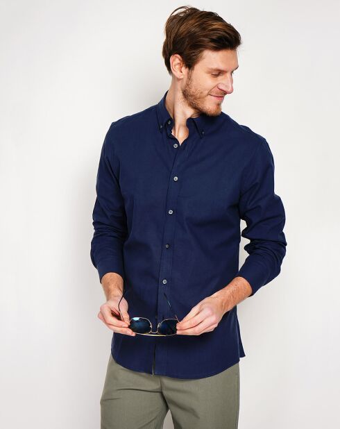 Gabriel marineblauw overhemd van 100% linnen