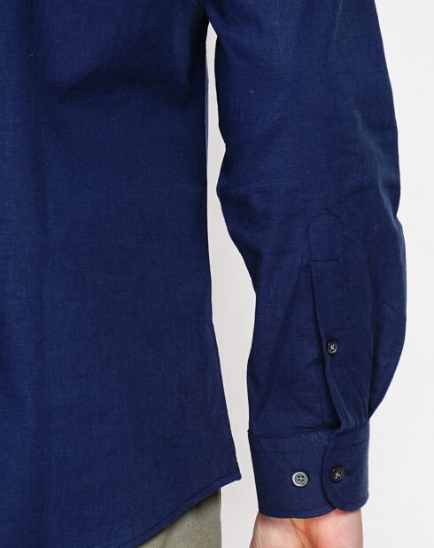 Gabriel marineblauw overhemd van 100% linnen