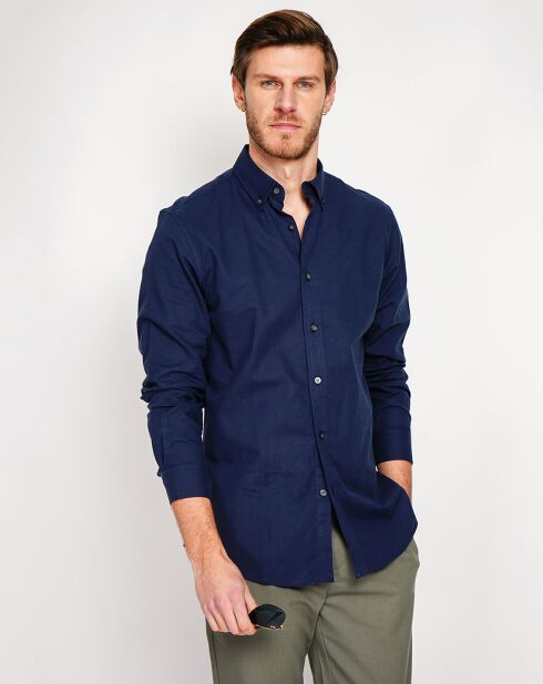 Chemise 100% Lin Gabriel bleu marine