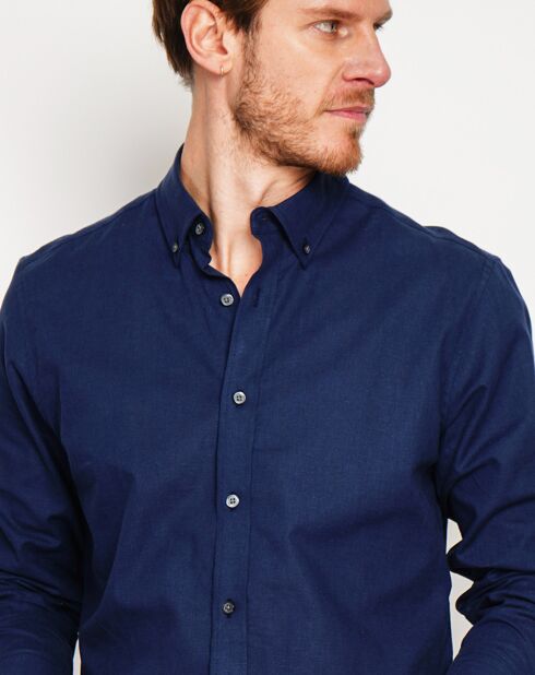Chemise 100% Lin Gabriel bleu marine