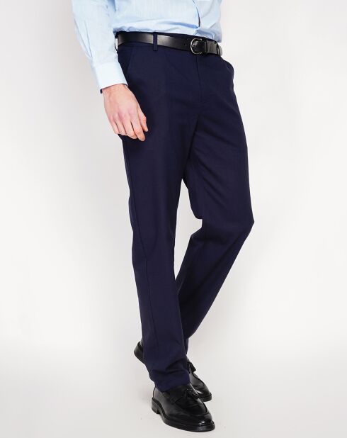 Navyblaue Hose Leo aus Leinenmischung