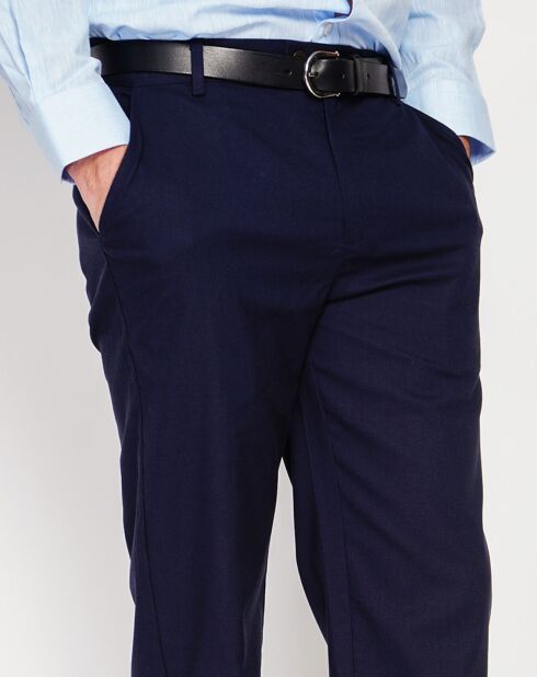 Pantalon en Lin mélangé Léo bleu marine