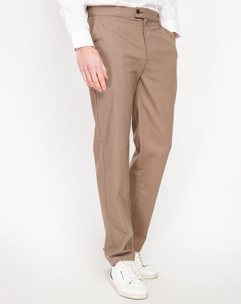 Pantaloni in misto lino marrone Leo