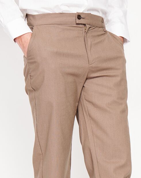 Pantaloni in misto lino marrone Leo