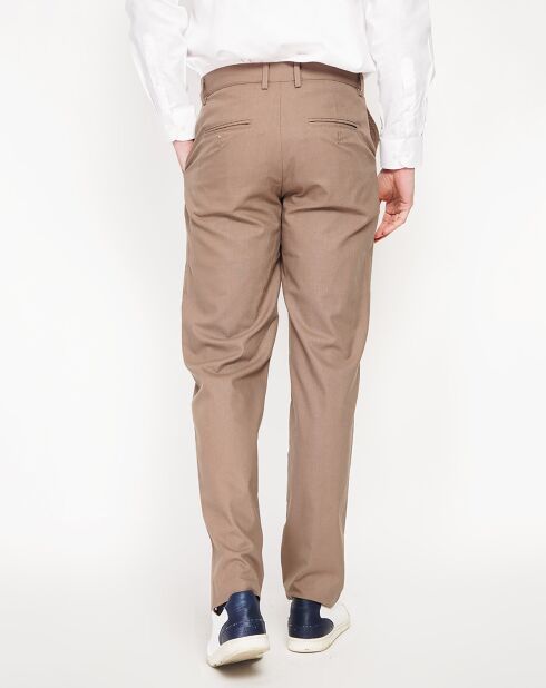 Pantaloni in misto lino marrone Leo