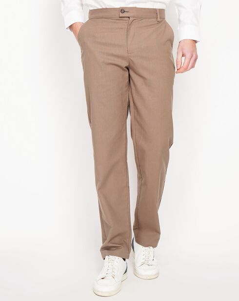 Pantaloni in misto lino marrone Leo