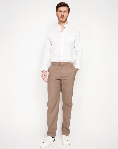 Pantaloni in misto lino marrone Leo
