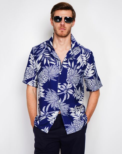 Marineblaues Hemd Noah aus Leinenmischung