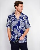 Chemise en Lin mélangé Noah bleu marine