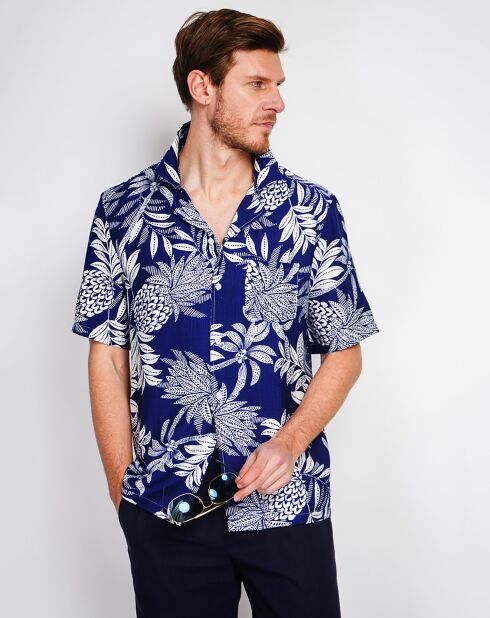 Marineblaues Hemd Noah aus Leinenmischung