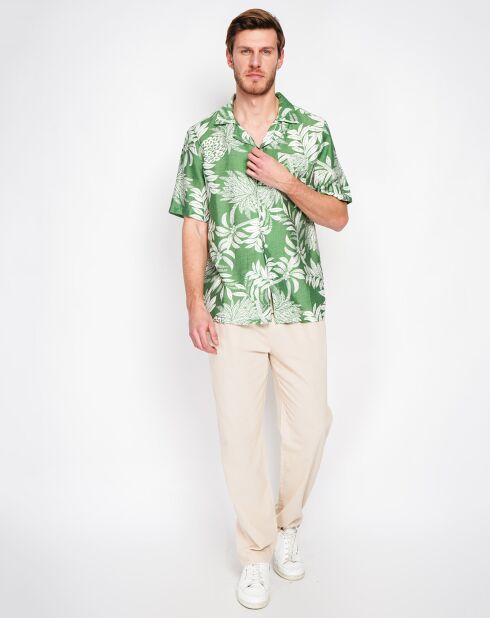 Noah groen overhemd van linnenmix