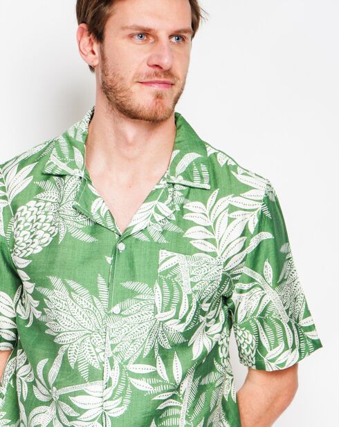 Noah groen overhemd van linnenmix