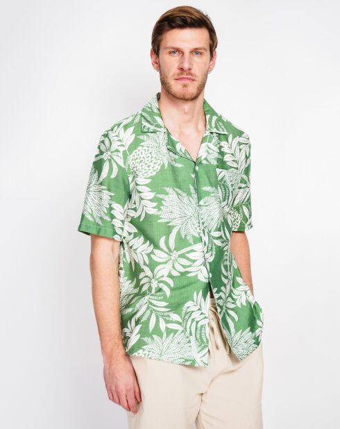 Noah groen overhemd van linnenmix