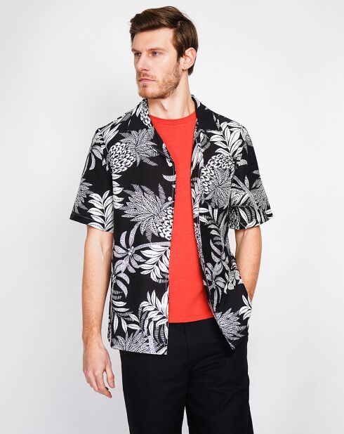 Zwart overhemd van linnenmix van Noah