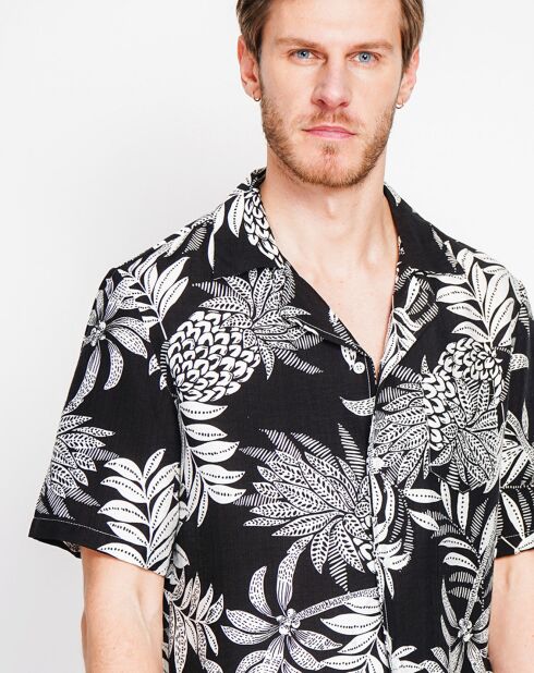 Zwart overhemd van linnenmix van Noah