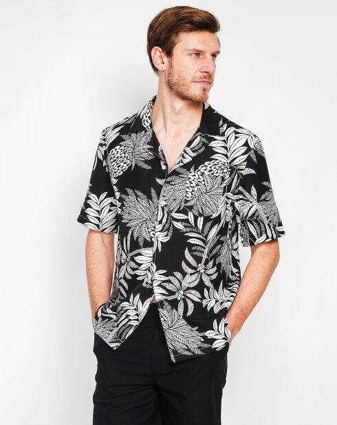 Zwart overhemd van linnenmix van Noah